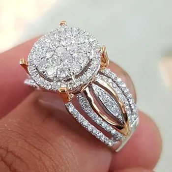  Пълен bling AAA циркон диаманти пръстени за жени rose gold цвят на луксозни бижута bijoux bague вечерни годеж подарък нова мода