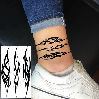  Реалистични Шипове Тотем Временни Татуировки За Мъже Жени Черно Боди Арт Татуировка Етикети САМ на Краката Превод Вода Татуировки Етикети