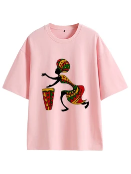  Реколта Тениски с Принтом в Африканския стил за Черни Момичета, Африкански Дамски Тениски с Анимационни Принтом, Летни Нови Ежедневни Ризи с Къс Ръкав, Африкански Графични Върховете