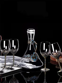  Ретро Бессвинцовые кристални чаши Европа Чаша Емайлирани чаши за вино Сватбени чаши Творчески Бар Вечерни Аксесоари за декорация на дома