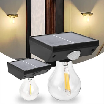  Ретро Слънчеви Стенни Лампа PIR Датчик за Движение Индукция на Човека Водоустойчива Външна Вольфрамовая Лампа за Управление на Осветлението Градински Двор Лестничный Лампа