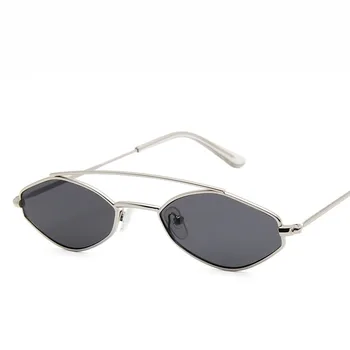  Ретро тренд, нови слънчеви очила, дамска мода, полигональные слънчеви очила с малки рамки, мъжки индивидуални двухлучевые метални очила с uv400