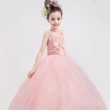  Розови Бебешки Рокли Принцеса Без Ръкави, Облекло за момичета на 9 години, Детска Официално Облекло, Рокля на Принцеса За рождения Ден, премяна