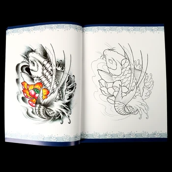  Ръкопис на книга за татуировки с пълно покриване Модели риба Кои Традиционен дизайн, Подходящи за боди-арт 72 Страницата за Доставка на аксесоари за татуировки