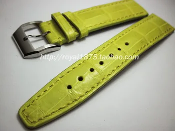  Ръчно изработени 20 мм Истинска крокодилска кожа Каишки за Часовници, тъмно син Жълт зелен РЕКОЛТА Ръчен Часовник Каишка Каишка за мъжки маркови часовници