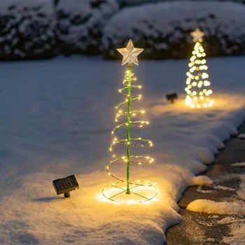  Слънчев открит градина Коледно дърво светлина щанд градина LED наземна лампа ред водоустойчива IP65 звезда фенер декоративен светлина