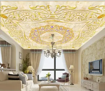  Таванна Рисувани Стенни Хола Спални Европейските тавани луксозен дворец модел мрамор таван