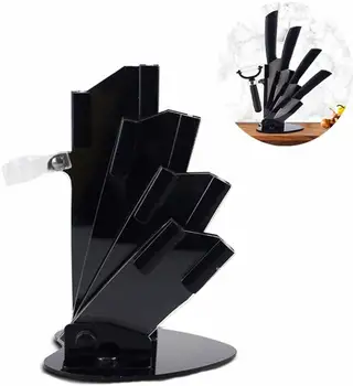  Титуляр кухненски нож определя блок Черно многофункционален нескользящий фен дизайн могат да се настанят 3, 4, 5, 6-инчов ножове и строгальные машини