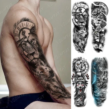  Фалшива Ръка На Рамото Си Татуировка Ръкав Пренасянето На Тялото, Татуировки Временно Прехвърляне На Аниме Космически Дракон, Змия, Вълк Татуировка Ръкав За Мъже