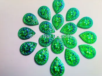  Форма на капки Зелен AB цвят Шият Кристали 13*18 мм смола crystal аксесоар скъпоценен камък и кристали 100 бр/пакет