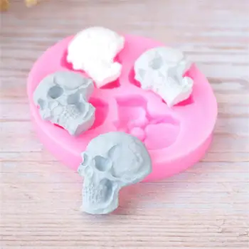  Човек черепная главата скелет Хелоуин Форма на 3D силиконова форма скърпвам мухъл инструменти за украса на торта, шоколадова паста мухъл