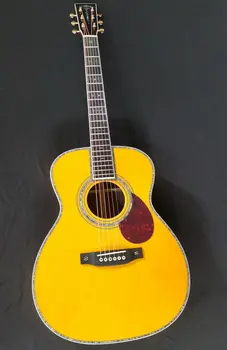  безплатна доставка АААА напълно однотонная реколта акустична китара OM ръчно изработени, пълна с плътна 42 стилна акустична китара Vine abalone