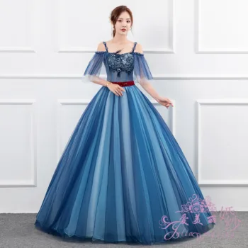  безплатна доставка тъмно синьо рококо червена талия е луксозна бална рокля рокля от Епохата на Възраждането рокля на кралица Викторианската епоха / Marie Antoinette Belle