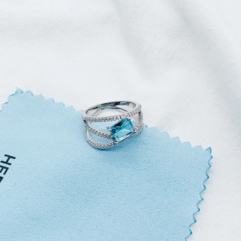  инкрустирани стерлинговым сребро 925 проба циркониеви ледени сапфировые пръстени за жени оригинален дизайн, леки луксозни модни бижута за годеж