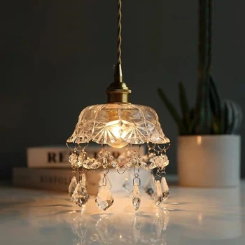  полилей Модерен Crystal E27 Ресторант Стъклена Декоративна лампа Мед брояч на Началната Спалня Нощна Лампа окачен Тавана Лампа
