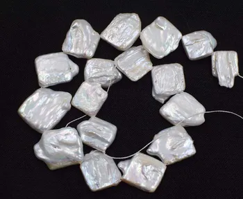  сладководни перли возрожденный кеши квадратен бял розов 20-28 мм, 15 