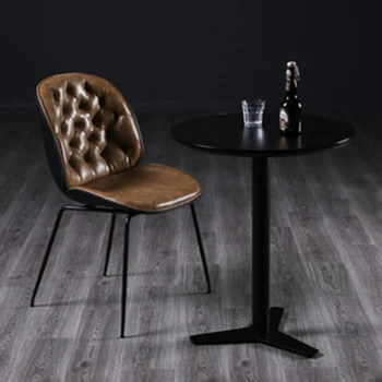  хол американски единична луксозна маса за хранене, стол Nordic проста модерна кожена облегалка ретро цвят на Кафе дизайнерски Хотел случайни стол