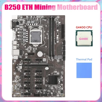  Дънна платка за майнинга B250B ETH + ПРОЦЕСОР G4400 + Термопаста LGA1151 DDR4 12Xgraphics Слот за карти MSATA SATA3.0 USB3.0 За майнера БТК